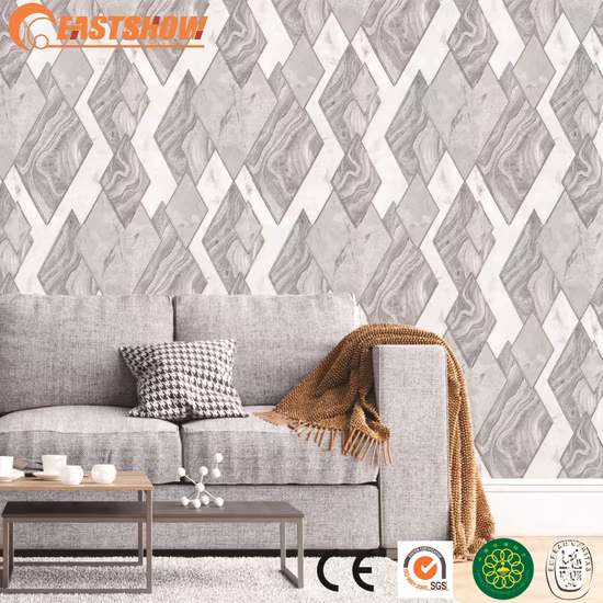 Moderne geometrische Metalltapete aus Marmor für das Schlafzimmer