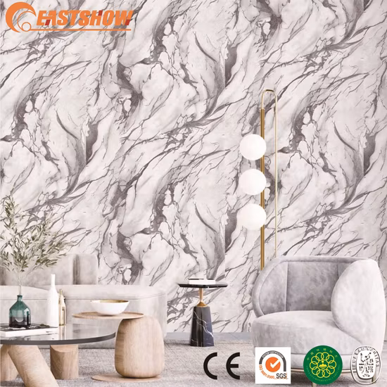 Goldene natürliche Marmor-Effekt-Design PVC glänzend Tapetenrolle für die Küche